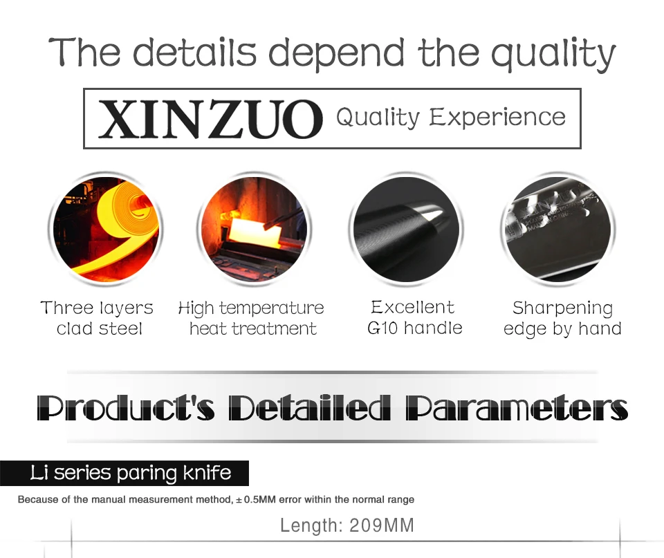 XINZUO 3,5 ''дюймовый нож для очистки овощей, 3 слоя 440C, стальные кухонные ножи, универсальный нож из нержавеющей стали, столовые приборы с ручкой G10
