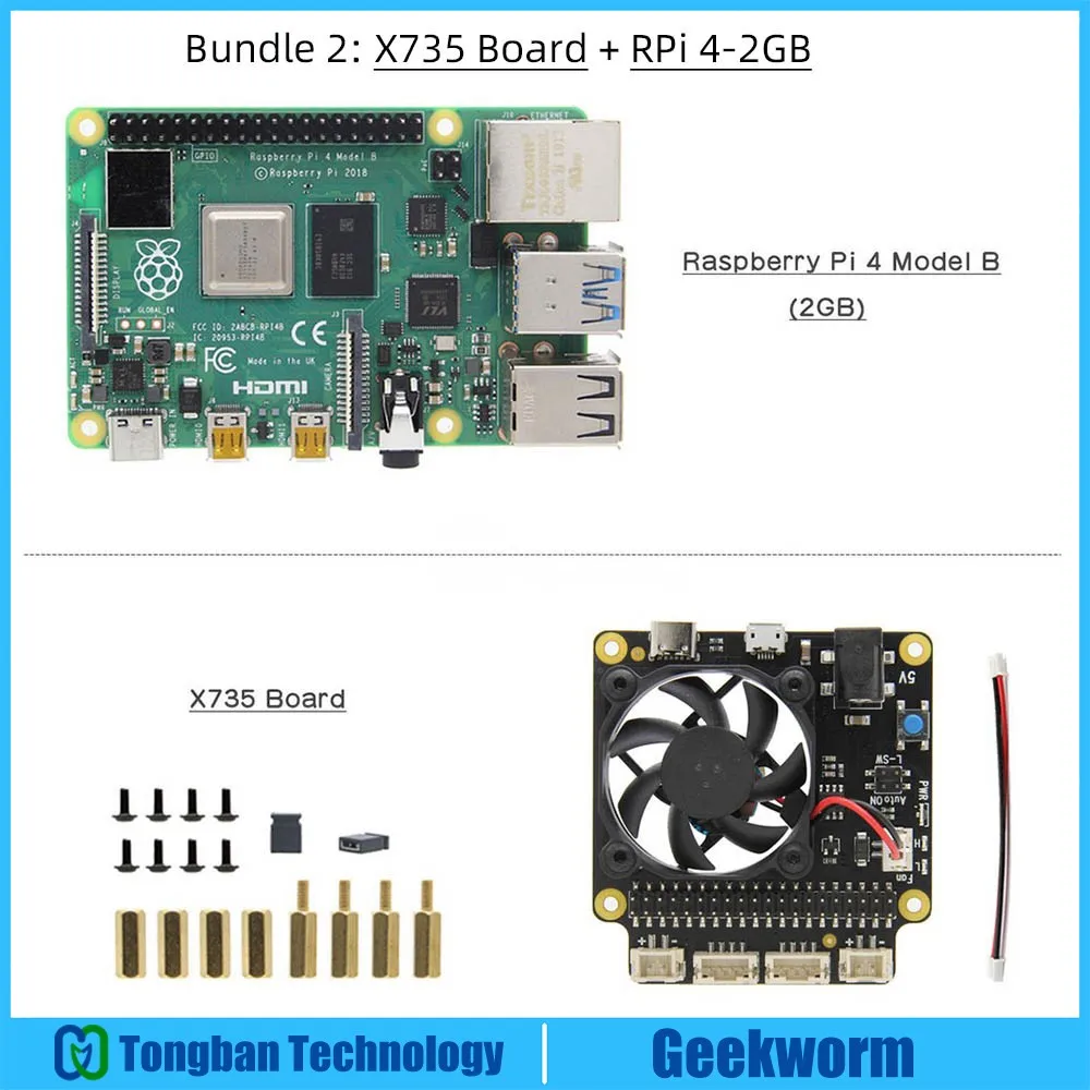 Bundle 2 Raspberry Pi 4 Модель B X735 управление питанием и автоматическое охлаждение плата расширения с безопасным выключением 5 В Макс, 8А выход для Raspberry Pi - Цвет: Bundle 2