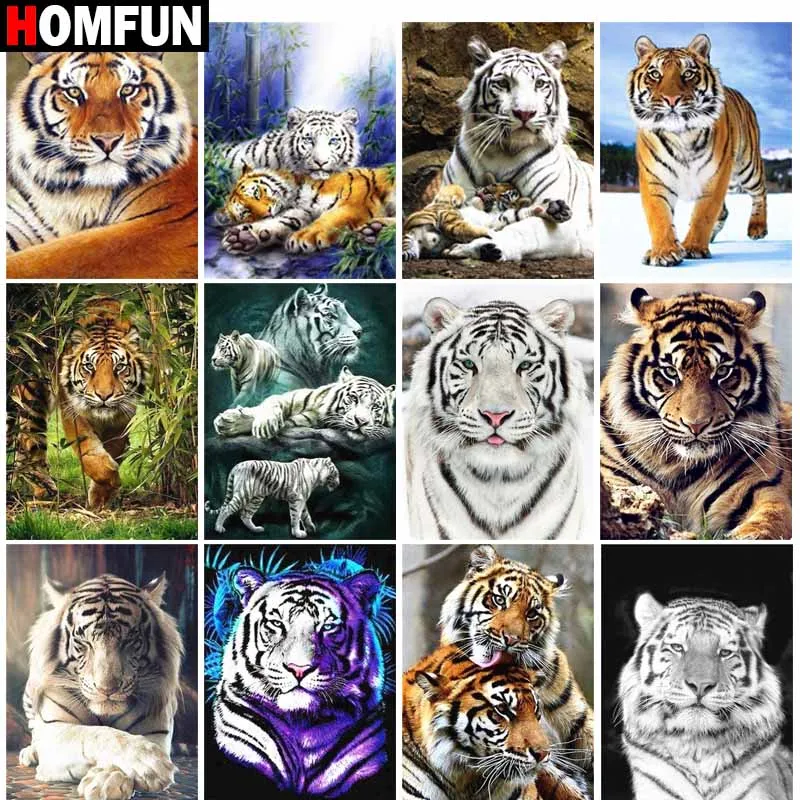 

HOMFUN Full Square/Round Drill 5D DIY Diamond Painting Animal tiger scene" Embroidery Cross Stitch 5D Home Decor Gift
