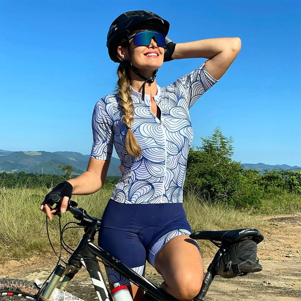 Women Cycling Triathlon Skinsuit Aero Short Sleeve Swimwear Custom Bike Jersey Clothes Jumpsuit Ropa Ciclismo Bike Skinsuit Suit
