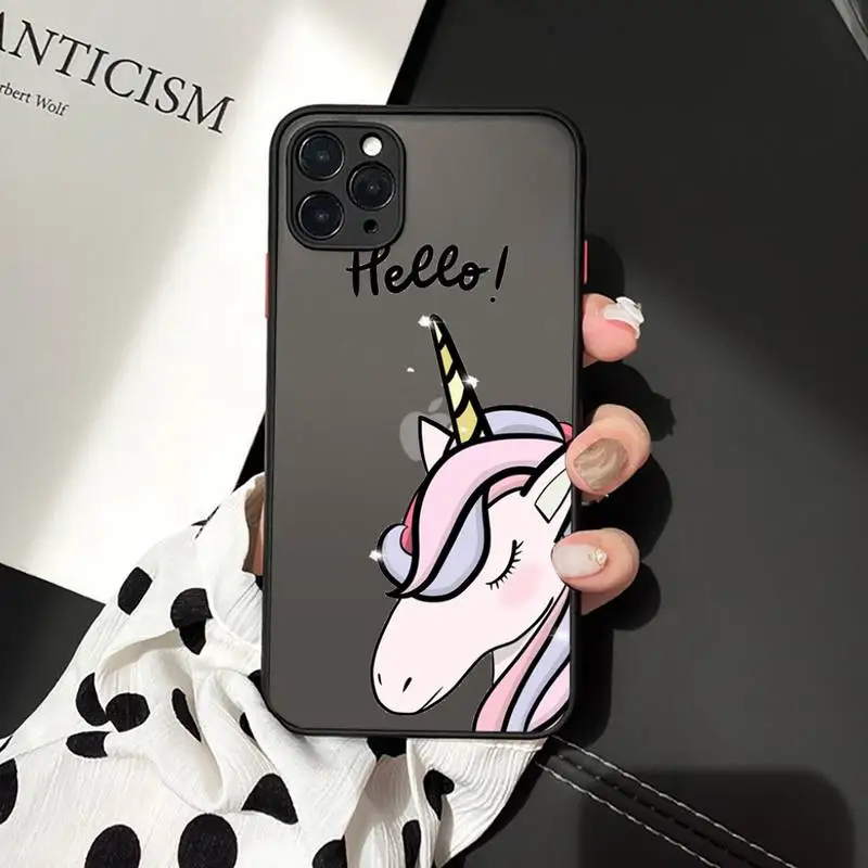 

unicorn Cute rainbow cartoon Phone Case matte transparent For iphone 7 8 11 12 plus mini x xs xr pro max cover