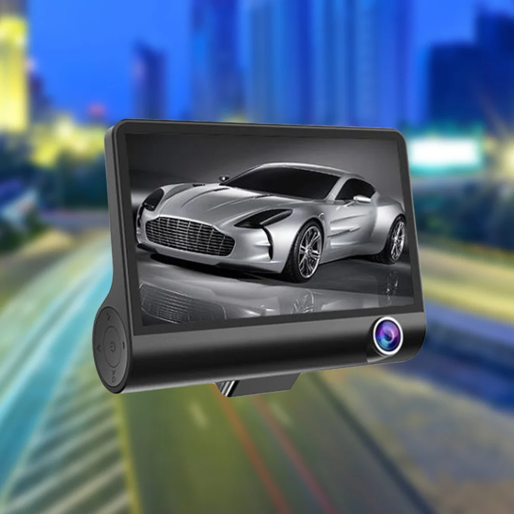

4 Inch Dash Cam 3 Camera Night Vision 170 Wide Angle G-Sensor Loop Recording Car Recorder (Black)