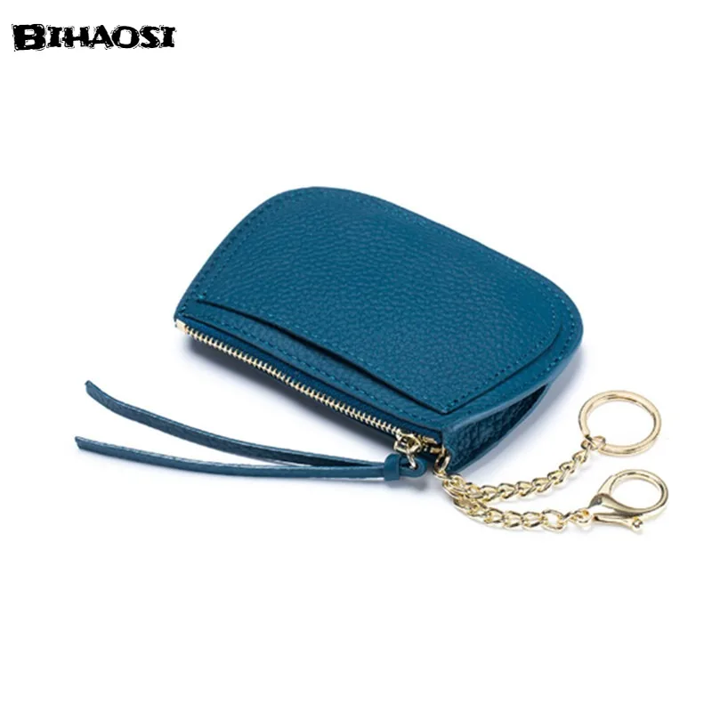 Women's Zero Wallet Leather Mini Key Chain Zipper Style  Coin Change Wallet Wristlet Purses Girls Purse Small Pouch Wholesale