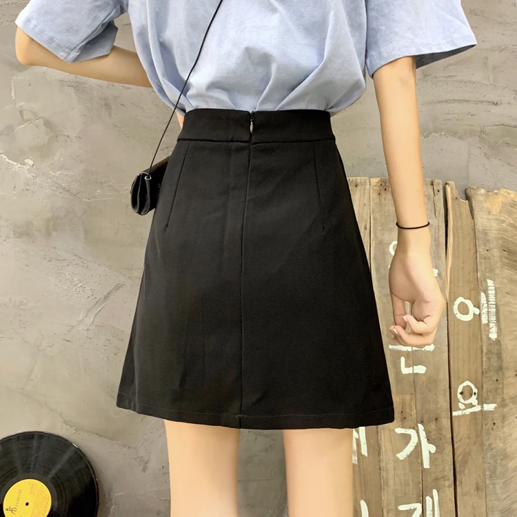 

sweet black button pleated new summer high quality Korean style Women's Clothing fashion brand mini-skirts Trend temperament