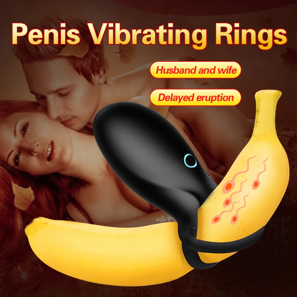 

Penis Cock Double Ring Silicone Vibrator Lock Delay Ejaculation Erection Enlarger Massager Unisex 10 Frequency Sex Toys for Men