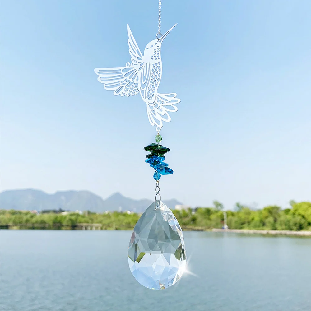 

2Pcs Crystal Pendant Chandelier Ceiling Hanging Hummingbird Decor Suncatcher