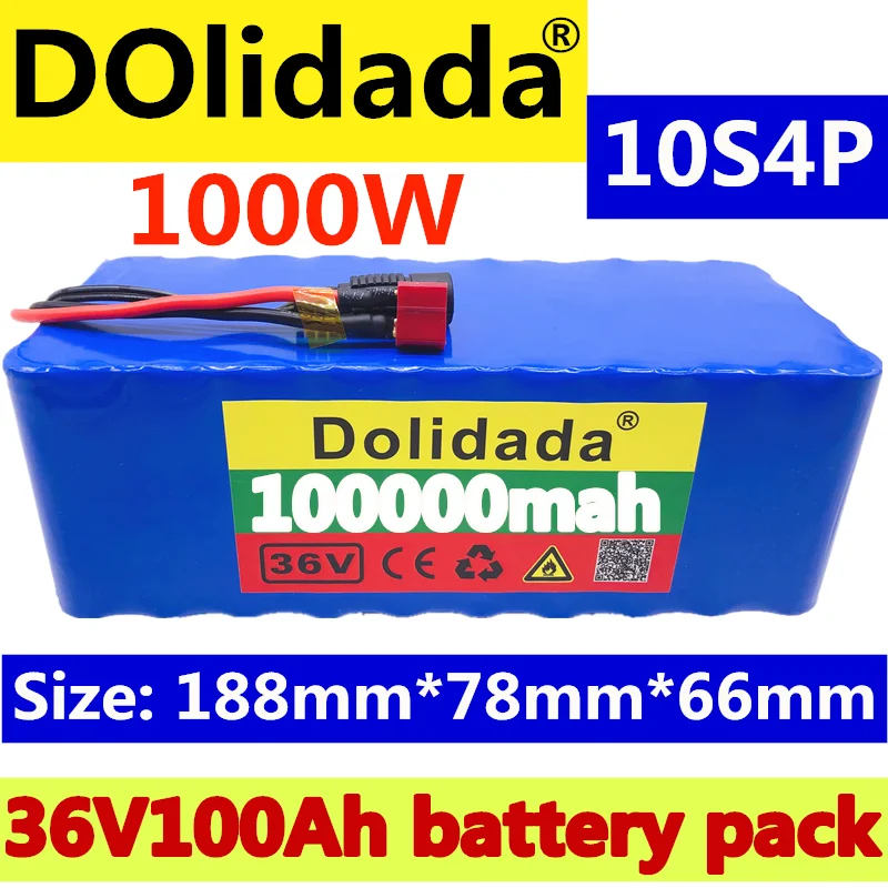

2020 Original 36V battery 10S4P 100Ah battery pack 1000W high power battery 42V 100000mAh Ebike electric bike BMS