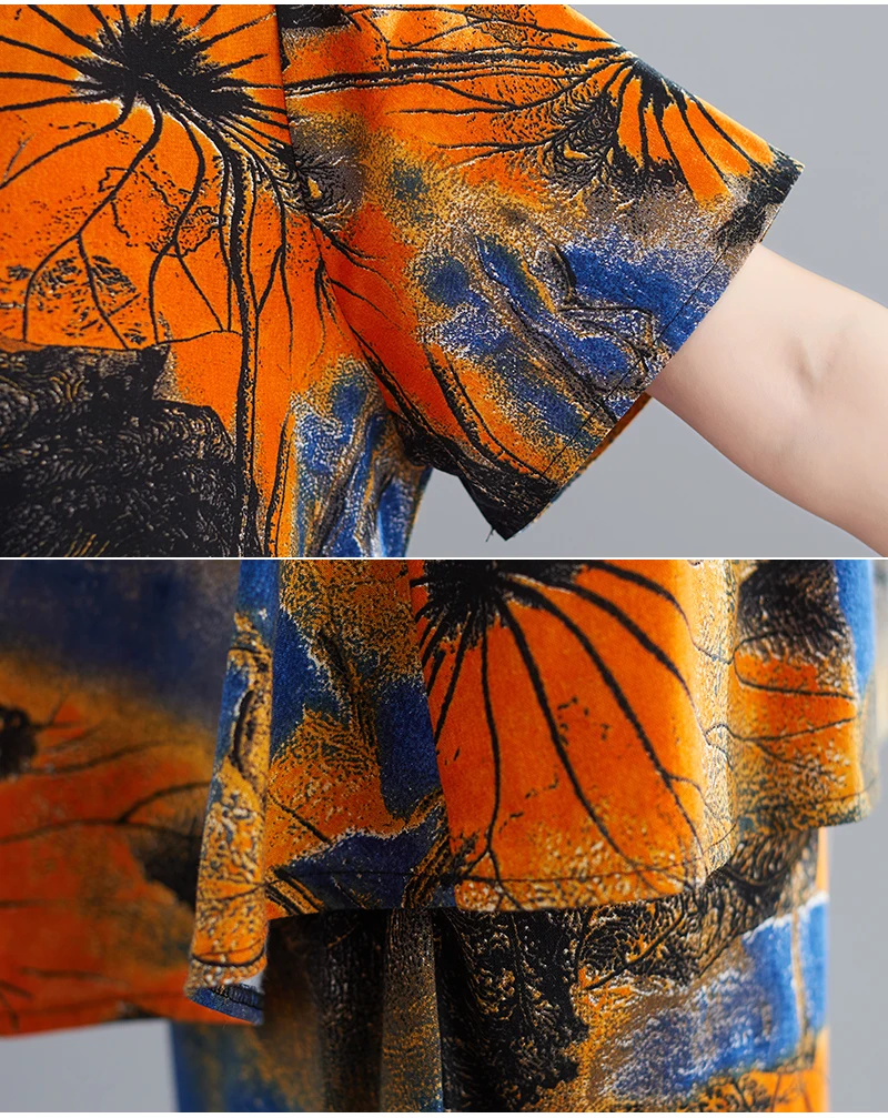 

Floral Print Women Two Piece Outfits Summer Vintage Matching Sets Woman Clothes 2 Piece Set Top And Pants Women's Tracksuits