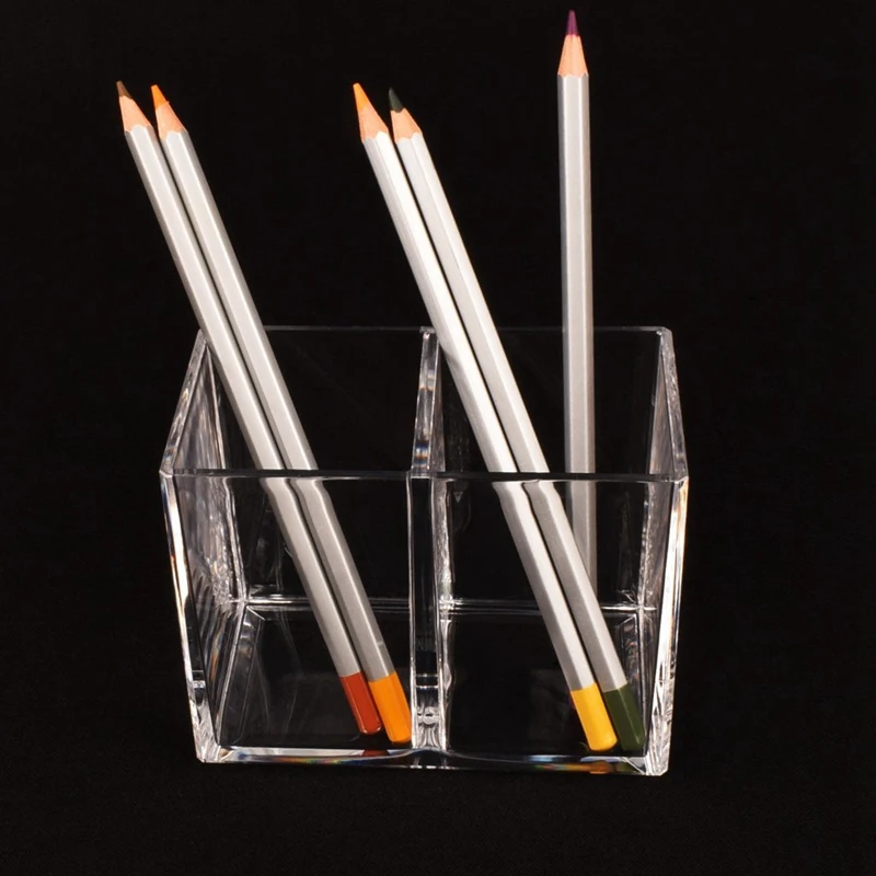 Promotion! Clear Acrylic Makeup Brush Holder Pen Pencil Cup Cosmetic Storage Case Desktop Stationery Organizer Compartmen | Дом и сад