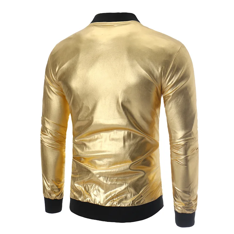 Мужские Блестящие Серебристые куртки на молнии с металлическим покрытием 2022