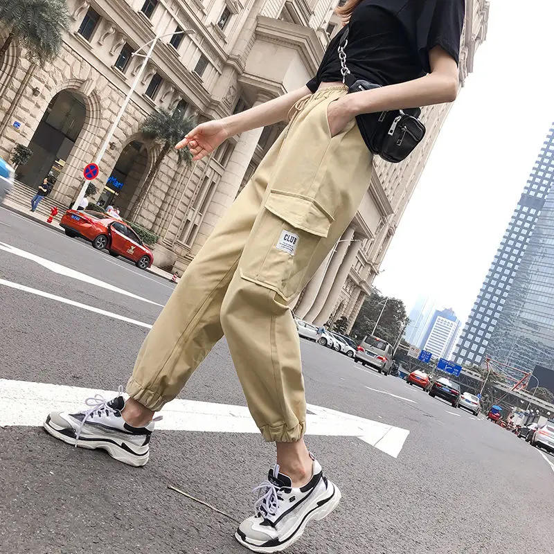 Женские модные брюки с высокой талией элегантные в стиле хип-хоп женские