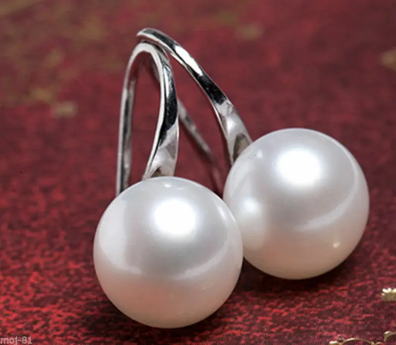 

Genuine 11-12mm White Akoya Freshwater Pearl Dangle Sterling Silver Earrings
