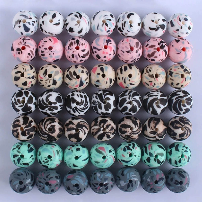 

10Pcs/Pack 12mm Leopard Print Silicone Beads Baby Teether Toys DIY Teething Necklace Bracelet Pendant Accessories