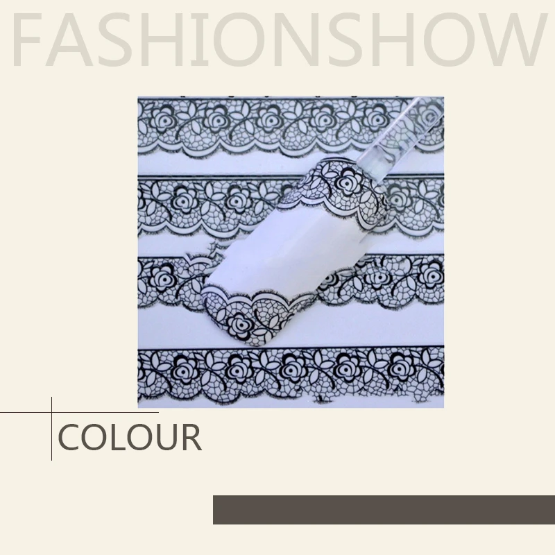 

Новый Модный черный цветочный кружевной дизайн ногтей маникюр вода деколь декорации дизайн стикер наклейка для ногтей Советы Декор Маникю...