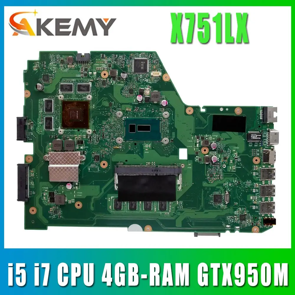 Материнская плата Akemy X751LX для ASUS материнская ноутбука i5 i7 4GB-RAM GTX950M | Компьютеры и
