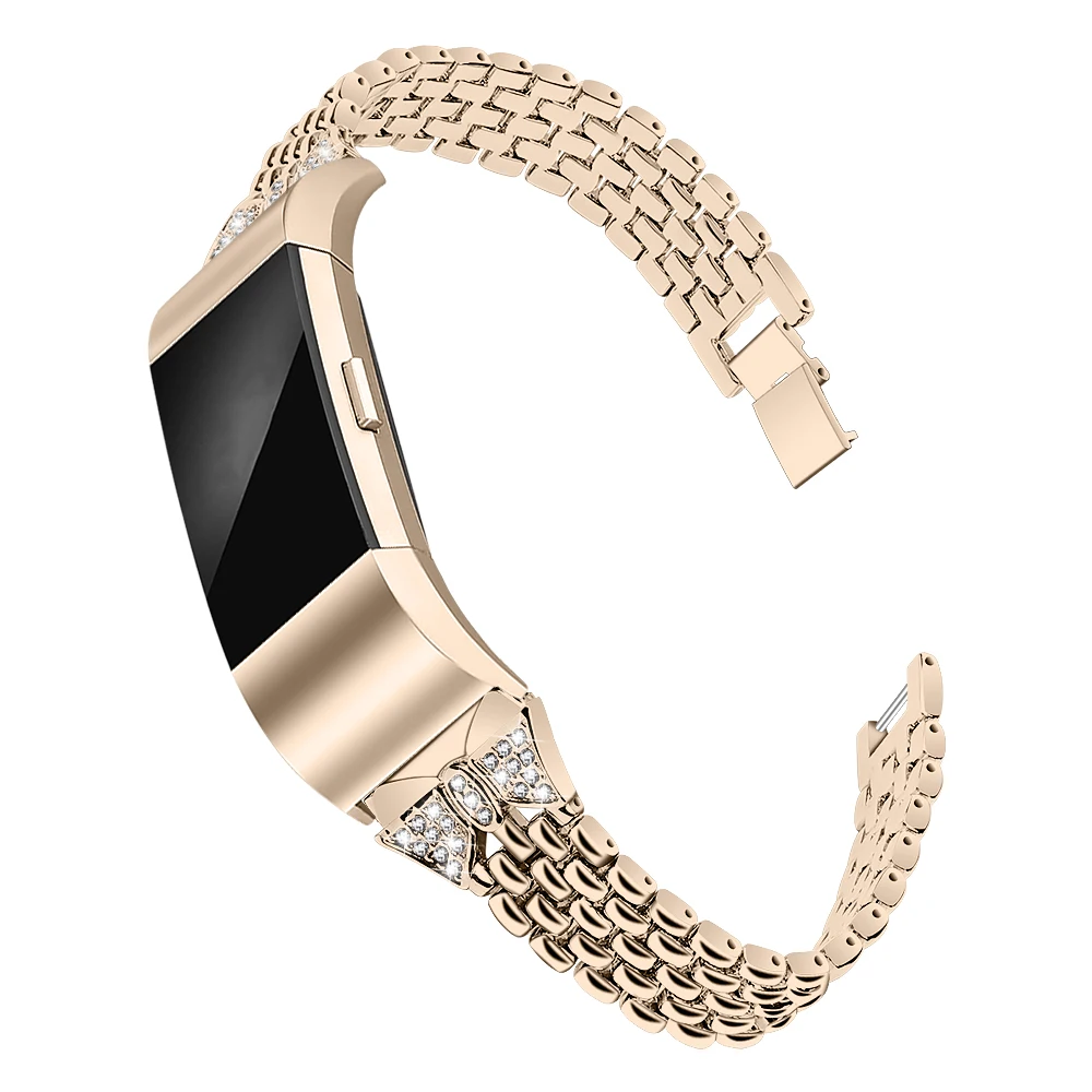 OULUCCI, Женский металлический ремешок из нержавеющей стали, для браслета FitBit charge 2, браслет, ремешок для часов, подходит для зарядки, 3 полосы