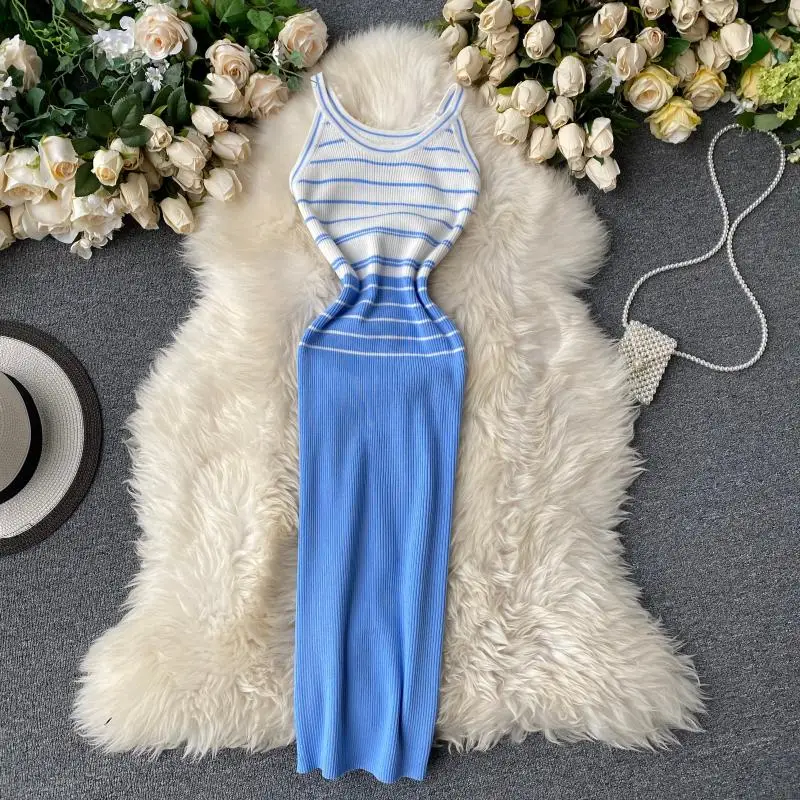 SINGRAIN женское летнее Полосатое платье карандаш без рукавов облегающее Клубное