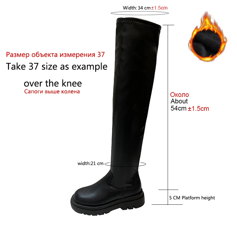 

slim flat Thigh High Boots Platform Women Slim Thick Sole Over The Knee Boots Women Shoes Black Winter Long Boots Women 2021