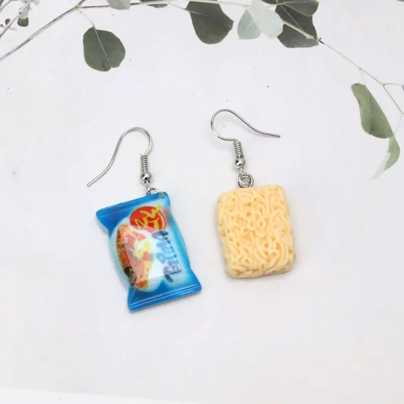 

69HB Creative Small Simulation Food Hook Earrings Funny Instant Noodle Chili Food Drop Earrings Women Fashion Jewelry