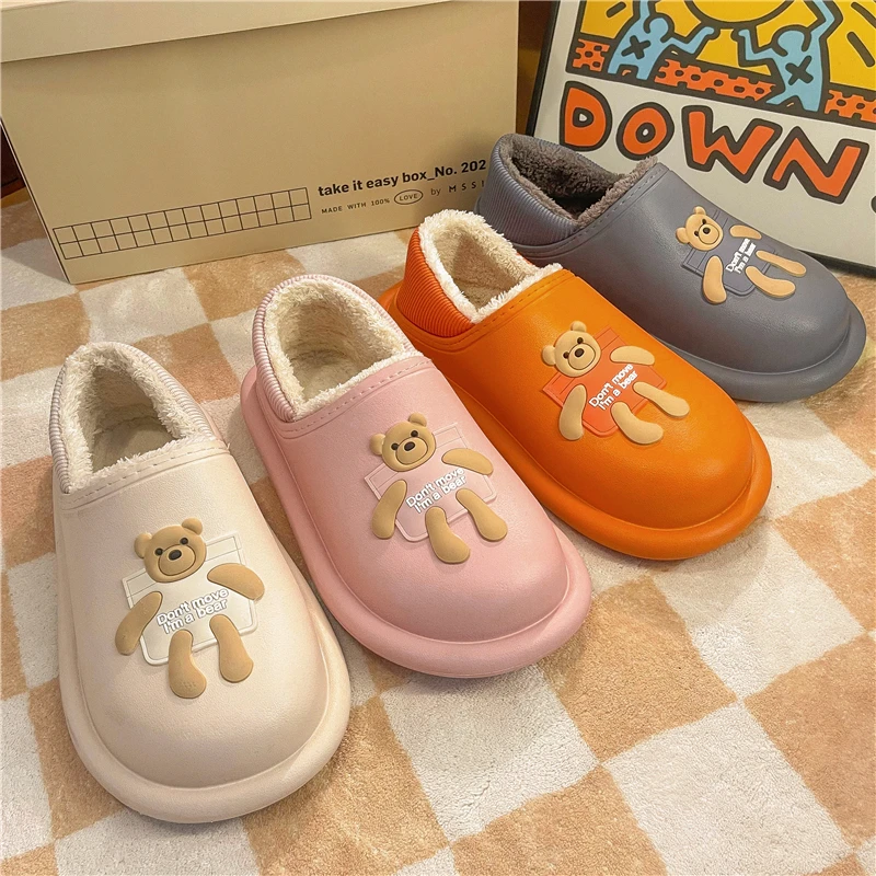 

Cute Cartoon Winter Unisex Men Women Slippers Memory Foam Close Toe House Slides Indoor Outdoor Ultra Soft Cozy Platform Slipper