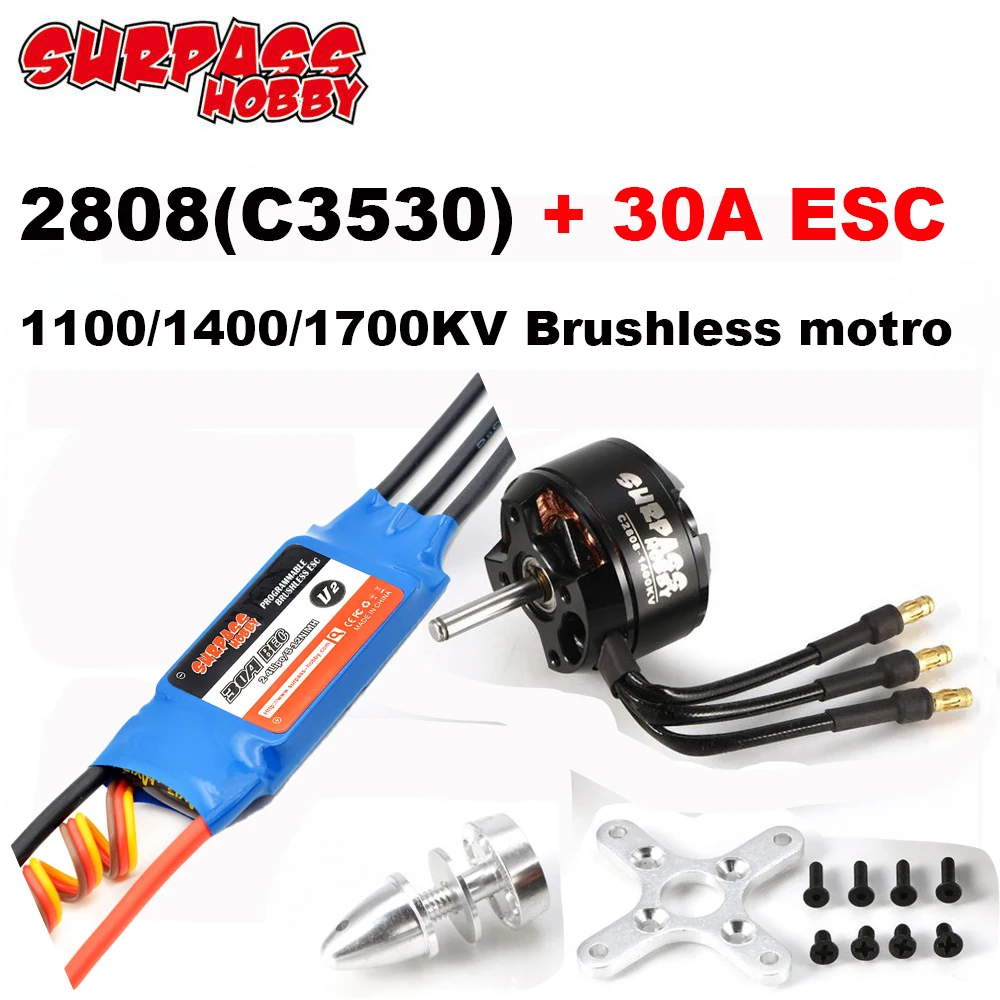 

Двигатель бесщеточный Surpass Hobby C3530 30A ESC 2808(3530) 1100KV 1400KV 1700KV для радиоуправляемого самолета с фиксированным крылом, деталь пульта дистанционного управления