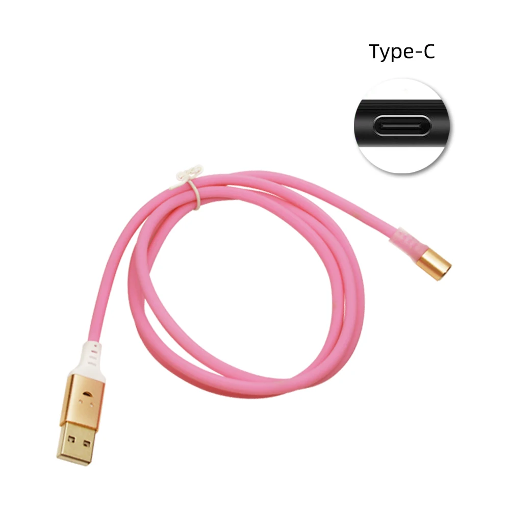 pink 1 plug 1 cable CHAURE для интерфейса c-типа вращающийся на 360 ° и слепой вставляемый кабель для Huaweip30 Интеллектуальный голосовой контроль светодиодный usb-кабель - Цвет: pink 1 plug 1 cable