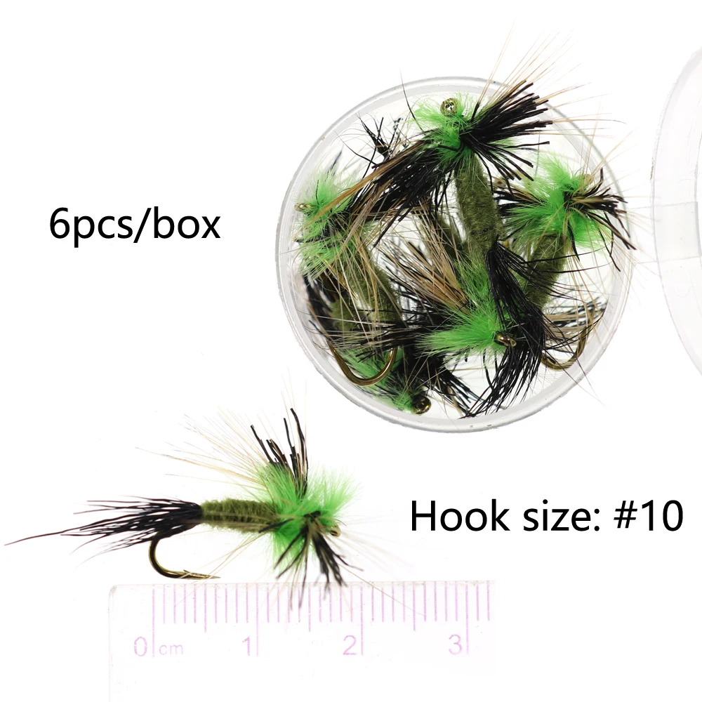 Bimoo 6 шт. #10 Green Drake Spinner Fly Trout Fishing Mayfly сухие мухи | Спорт и развлечения