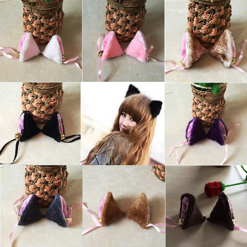 Длинные меховые заколки для волос девочек 6 цветов вечерние в стиле аниме