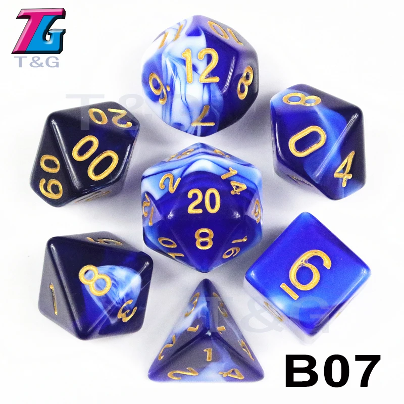 7 шт./компл. многогранные TRPG игры для подземелий драконов непрозрачные D4-D20 многогранные кости Поп для настольной игры