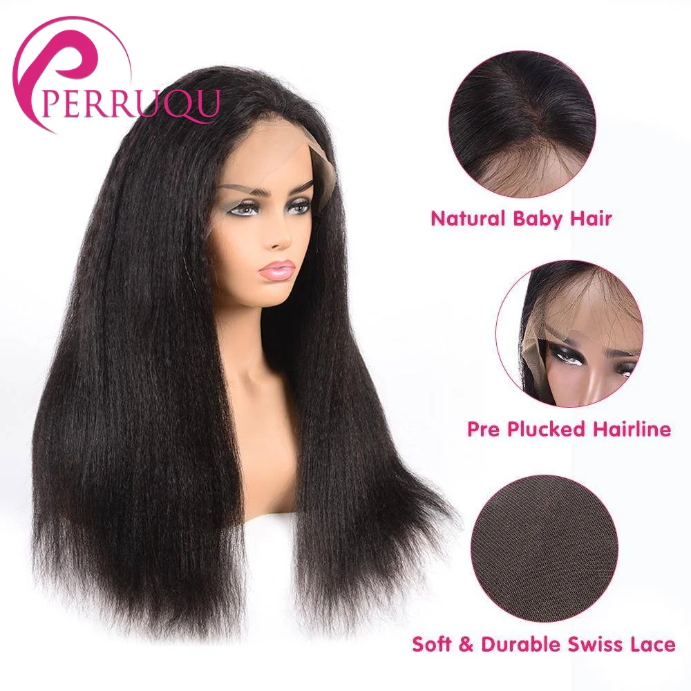 Парик из натуральных кудрявых прямых волос 13X6 HD 4x4 5x5 6x6 бразильский яки - купить по