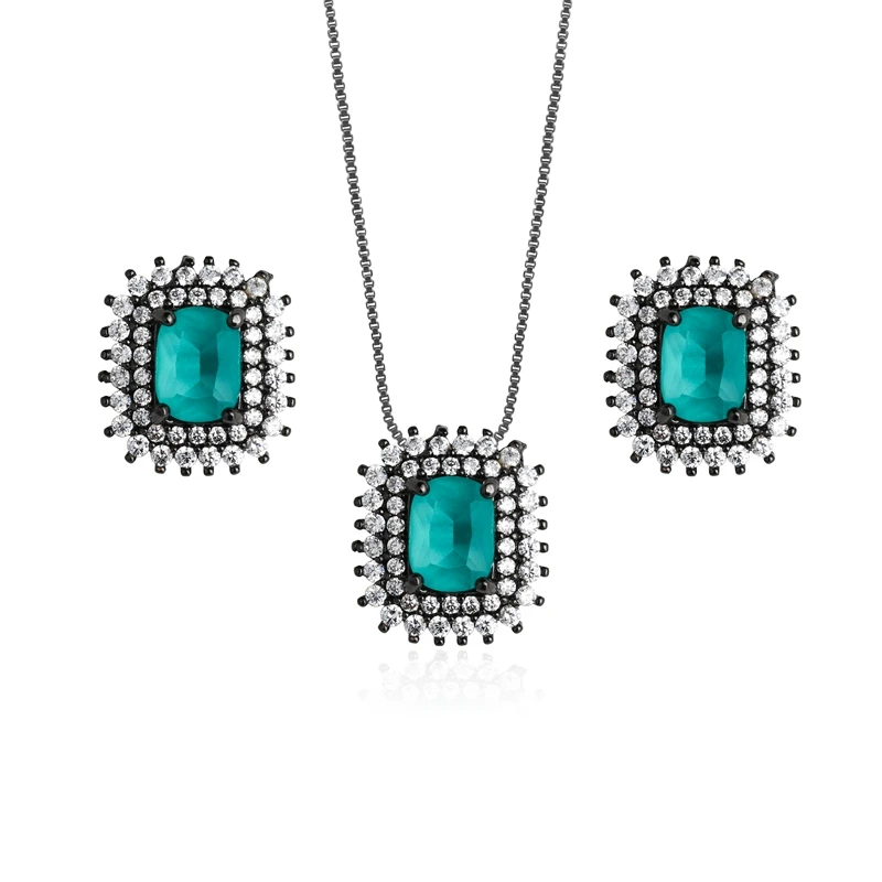 Женский ювелирный набор Newranos Pedra из циркония геометрическое ожерелье серьги