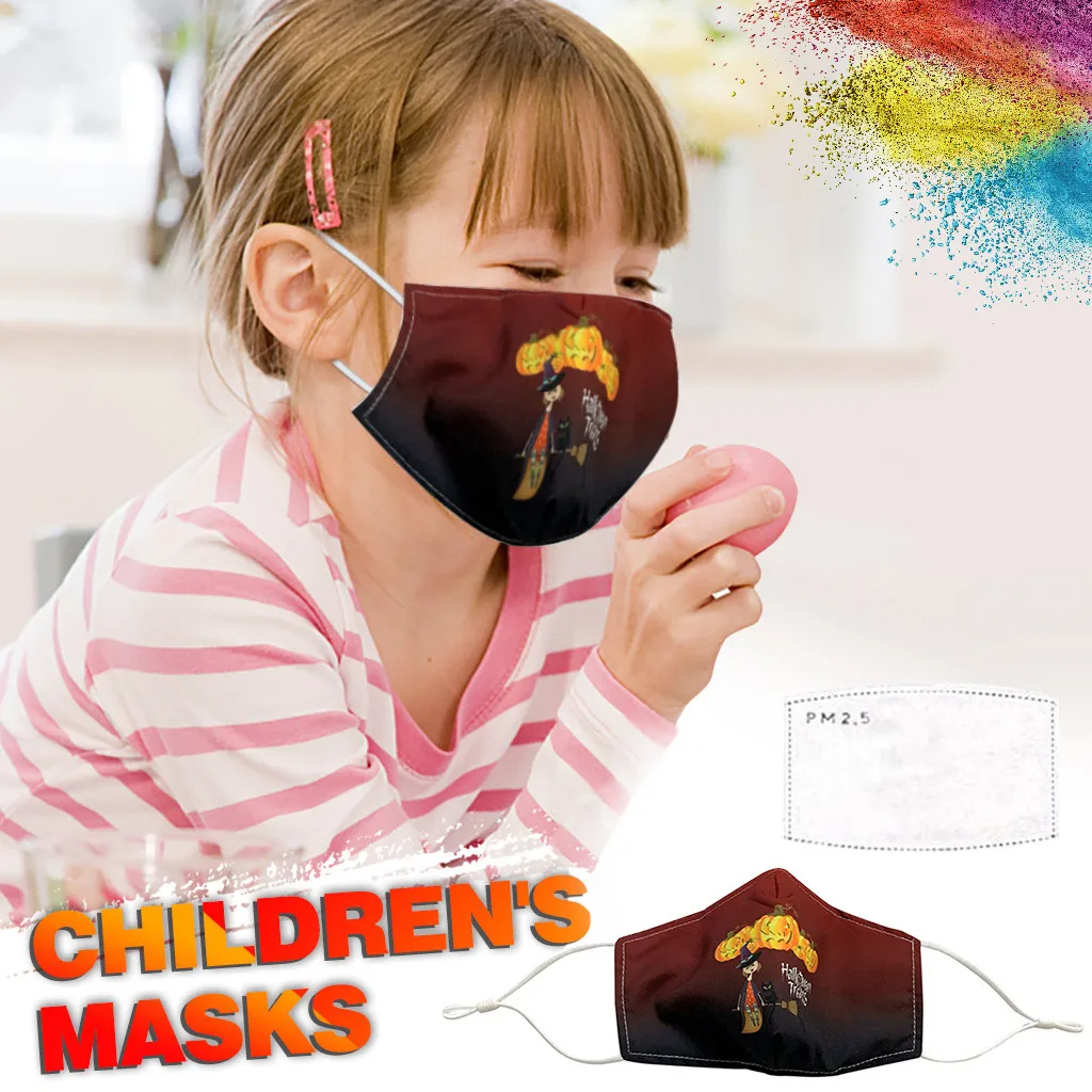 Маски для лица с принтом тыквы на Хэллоуин хлопковые дышащие многоцелевые Чехлы