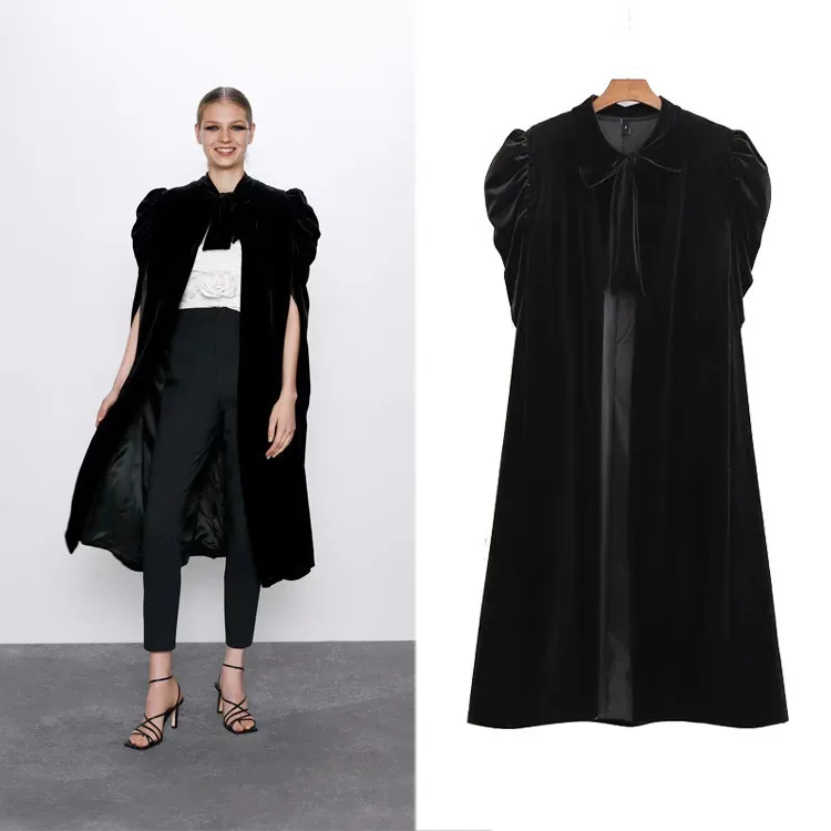 

Коллекция 2021 года, корейский женский бархатный удлиненный плащ для диабла, осенне-зимняя женская одежда