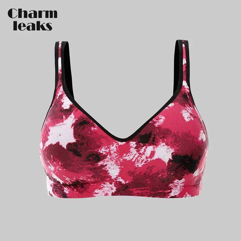 12pink Charmleaks, женский спортивный бюстгальтер, светильник с цветочным принтом, бюстгальтер для йоги, пуш-ап, бюстгальтер для бега и тренировок, нижнее белье, спортивный топ для фитнеса - Цвет: 12pink