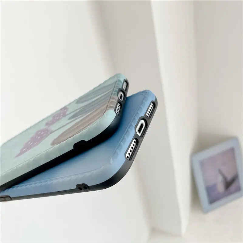 

Vintage Flowers Tulip Phone Case For iPhone 12 Pro 11 Pro Max XR XS Max X 7 8 Plus 12Mini SE 2020 Soft IMD Shockproof Back Cover