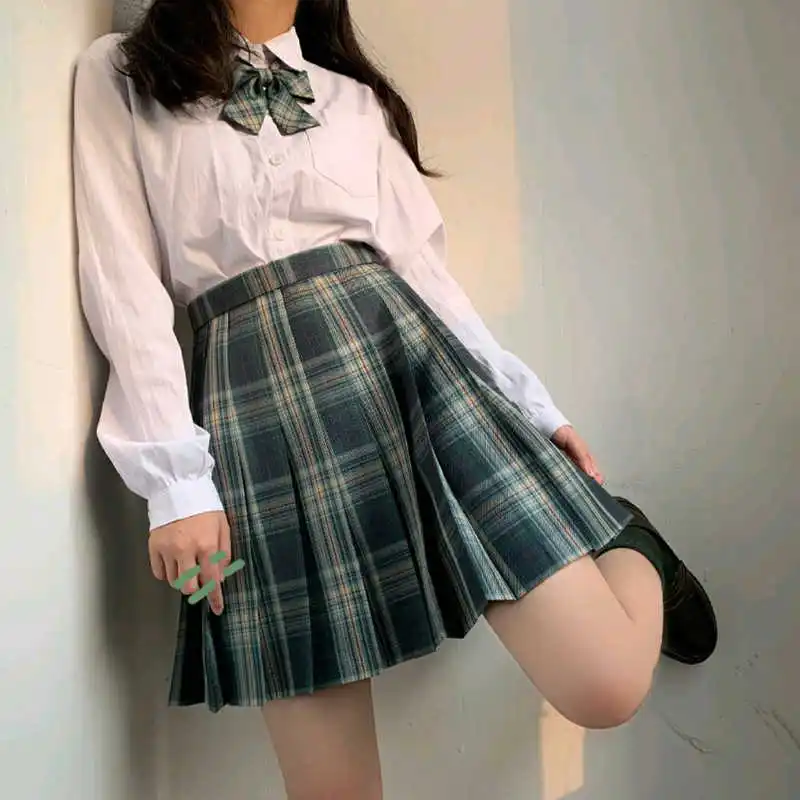 

Dance 2021 Jk Skirts School Girl Plaid Skirt High Waist A-line Short Skirt Uniform Purple Sky Blue Anime Sets Teen Y2k Clothes