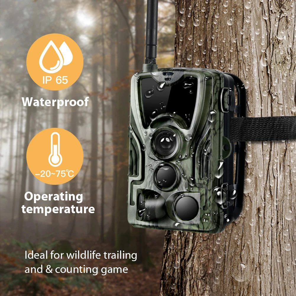 

4G Trail Hunting Camera with 5000 mA Lithium Battery MMS SMS SMTP Email Wildlife Camera Night Vision 20MP 1080P Photo Traps
