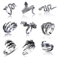 vintage animals dragon claw snake ring men women punk hip hop opening adjustable fashion personality gothic rings jewelry gift