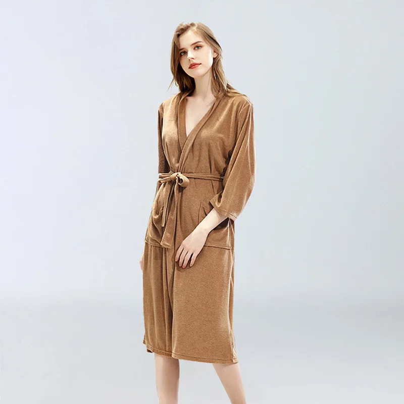 Повседневная летняя тонкая ночная рубашка однотонная махровая одежда для