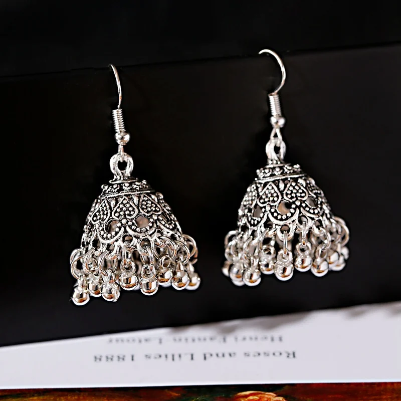 TopHanqi Щепка Цвет античный этнический Индии Jhumka Jhumki женские серьги в богемном