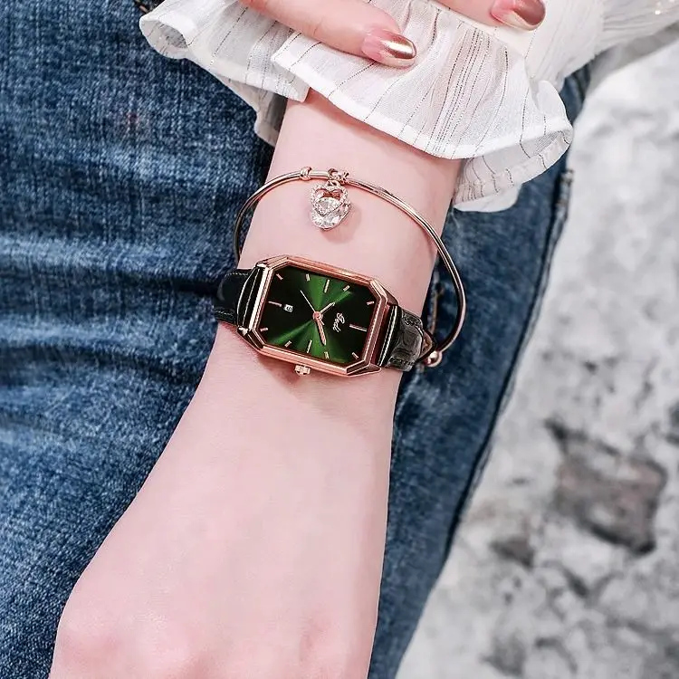 

Women's Watch Fashion Beautiful Square Women's Waterproof Watch with Calendar Quartz Female Student Simple