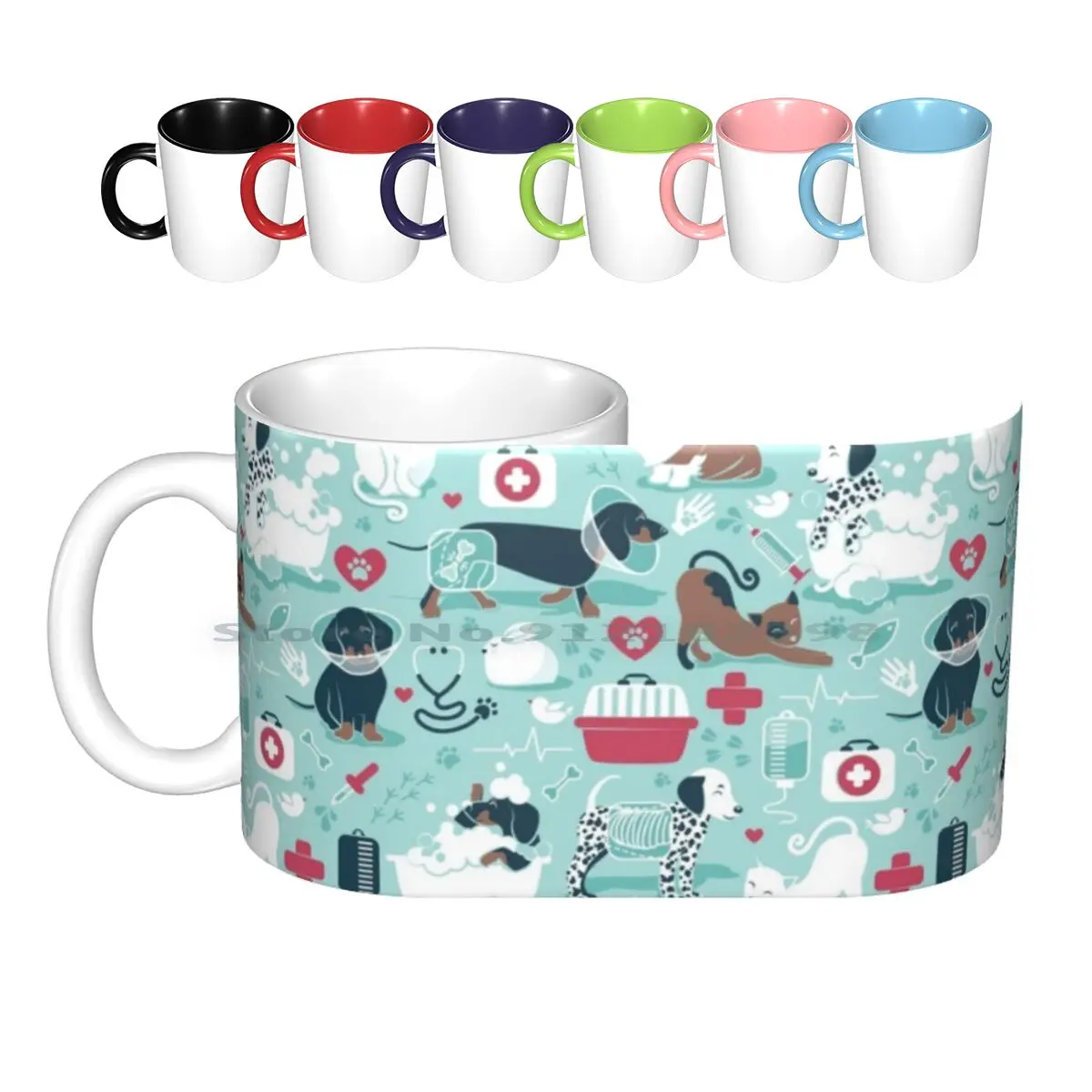 Ветеринарная медицина счастливые и здоровые друзья/водный фон красные детали