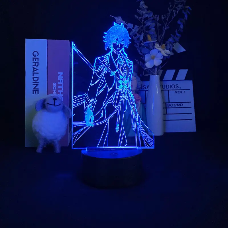 

LED Manga Light Game Genshin Impact Figure Klee Diona Barbara Mona Zhongli Acrylic Night Lamp RGB Cool Gift 3D Cute Room Decor