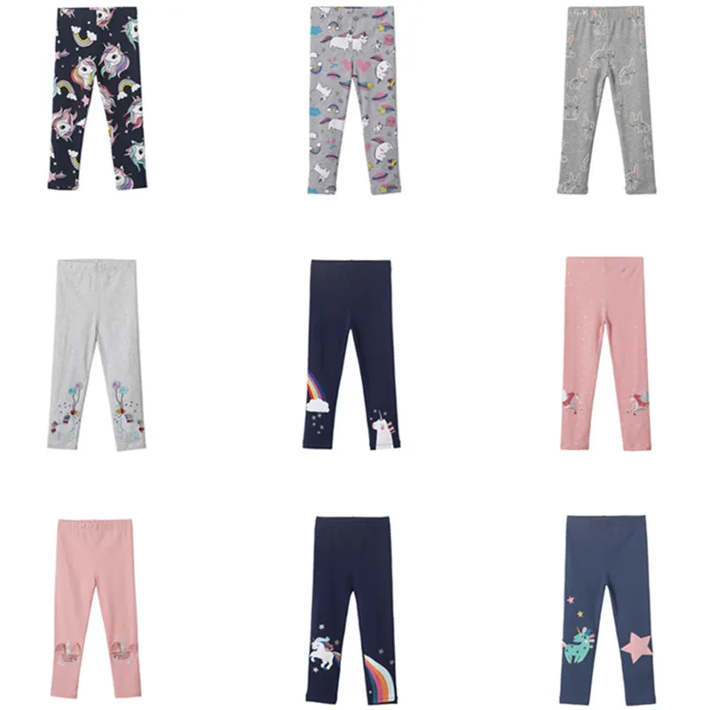 

Осенние леггинсы с рисунком единорога для девочек, брюки с цветочным принтом, детская одежда, 2021