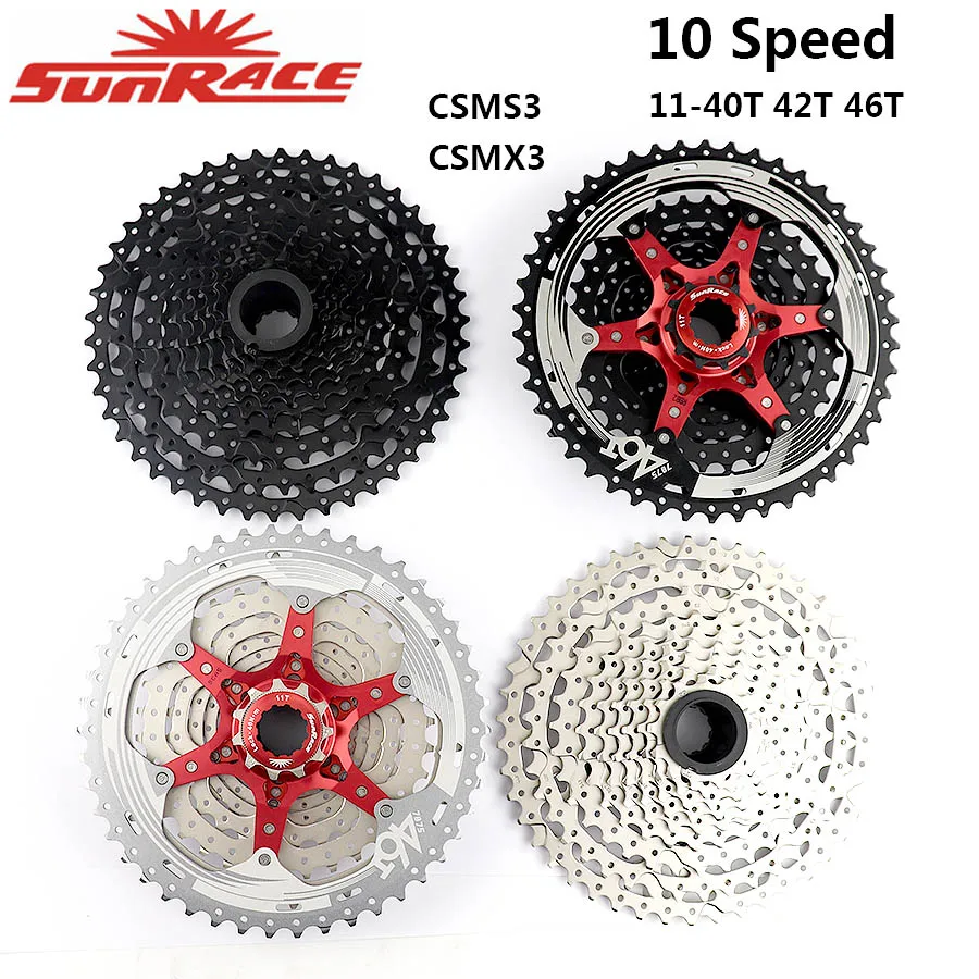 Кассета для велосипеда SunRace CSMS3 CSMX3 11-40T 11-42T 11-46T 10 скоростей широкое соотношение