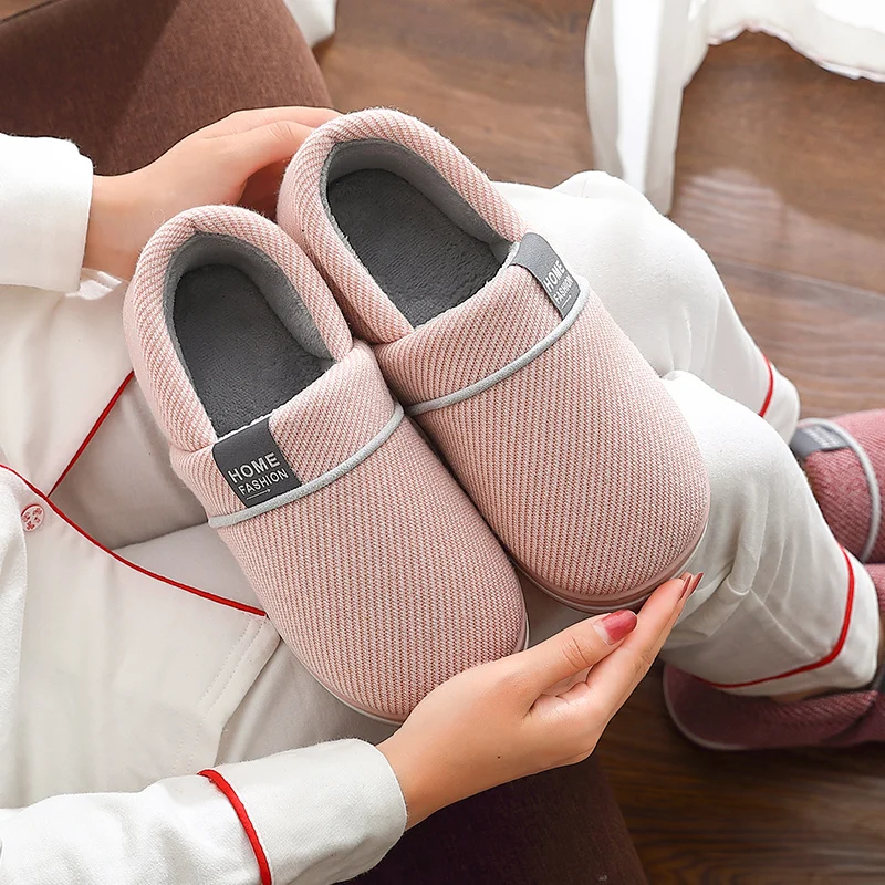

Winter Warm Slippers For Men Furry Short Plush Women Slippers Non Slip Bedroom Slippers Couple Soft Indoor Home Cotton Shoes