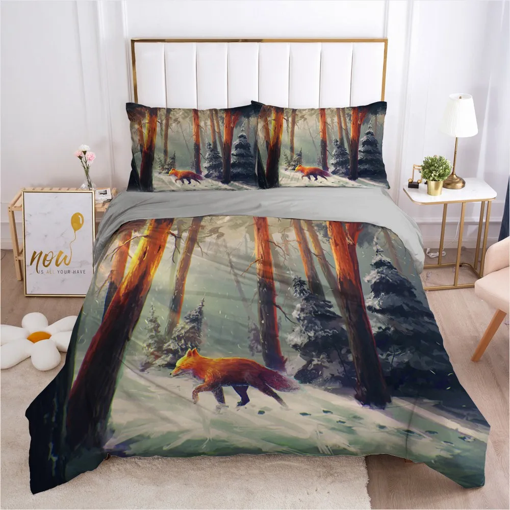3D Couple Foxes Bedding Set Pillow Sham Camel Duvet/Quilt Cover Sets Bed Linen King Queen Full Single Size Fox Home Texitle | Дом и сад