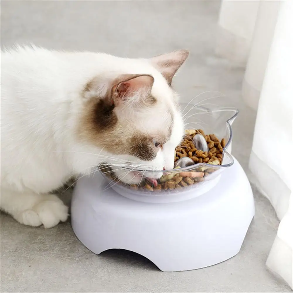 

Explosive Cat Single Bowl Cats Feeding Bowls Dog Kitten Transparent ABS Material Non-slip Food Bowl With Protection Cervical