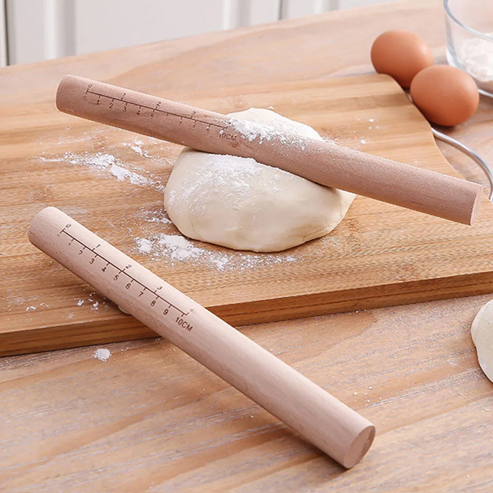 

29cm With Scale Solid Wood Rolling Rin Stick Cake Cookie Noodles Rolling Pins Wooden Sticks Decoration Dough Roller Baking Tools