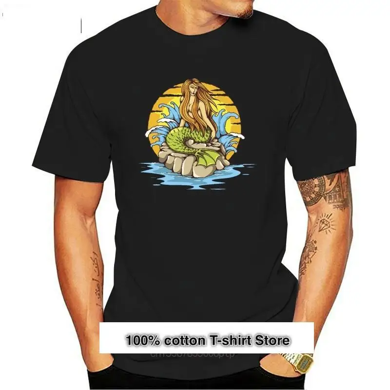 

Camiseta tradicional para hombre, tatuaje de sirena, imagen de talla grande